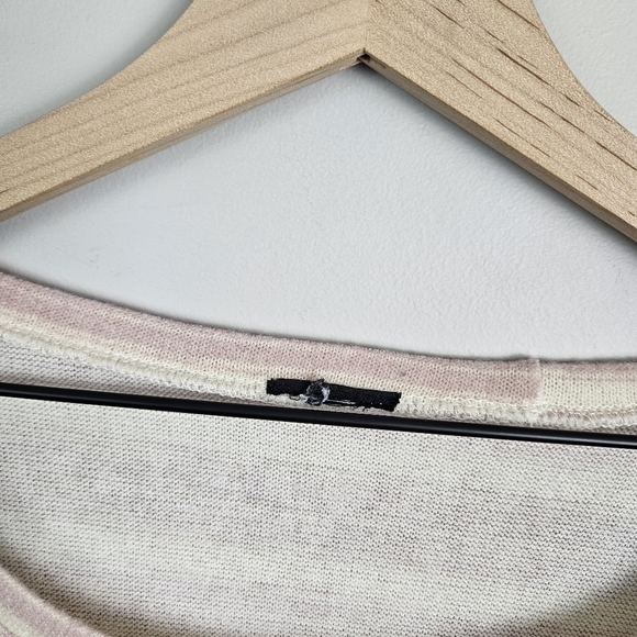 Torrid Sweater Ivory Blush Pink Stripe 2fer Pullover Sheer Hem Scoop Neck - Picture 6 of 8